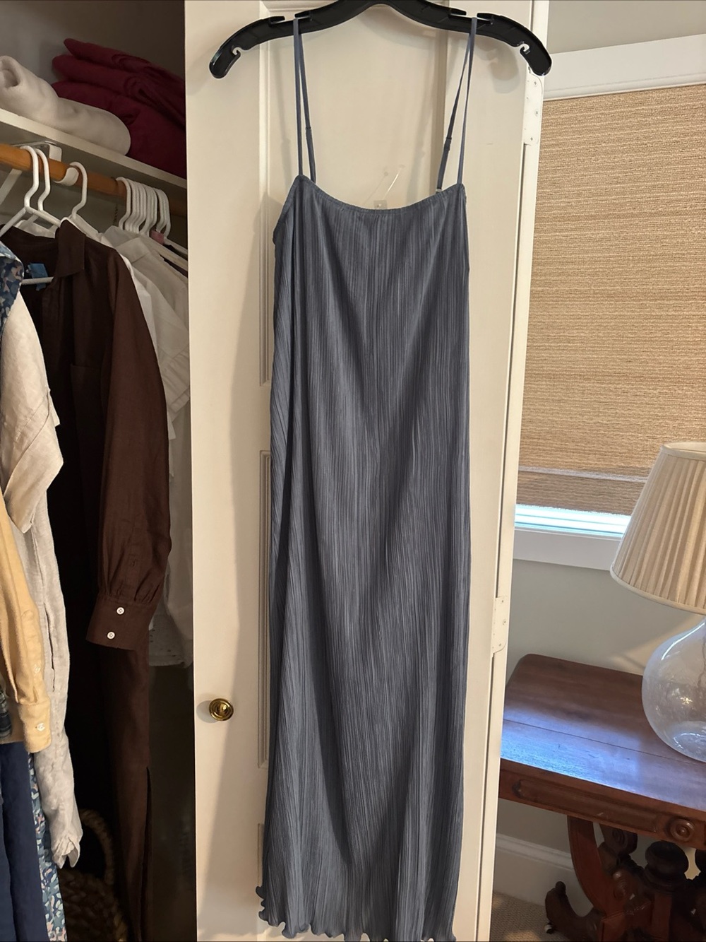 Madewell Steel Blue Spaghetti-Strap Maxi Dress